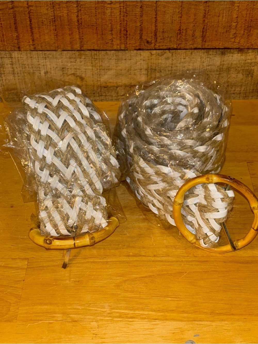 Woven braided belt with Bamboo Buckle